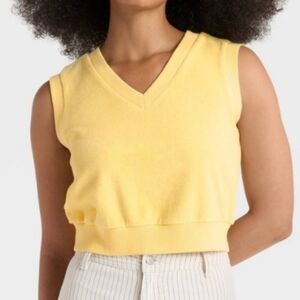 Universal Thread Butter Yellow V-Neck Terry Top